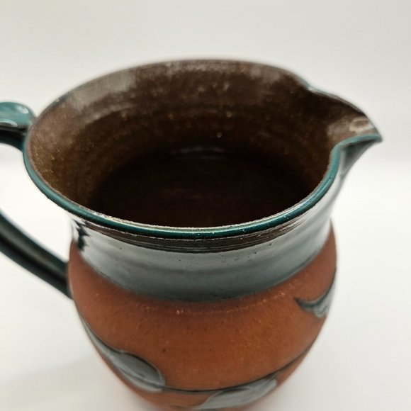 Vintage TG Handmade Brown Green Glaze Leaf 16oz Stoneware Pottery Mug - Picture 5 of 10